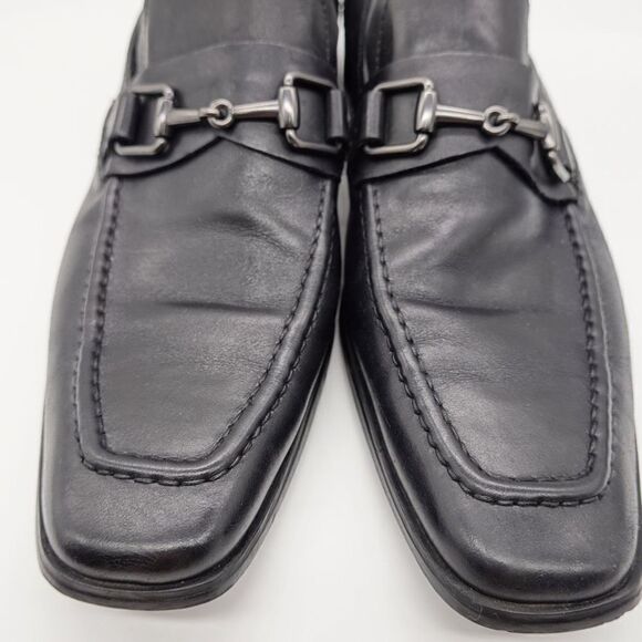 Kenneth Cole New York Black Horse-bit Square Toe Black Slip on Loafer Size 10 - Picture 3 of 10